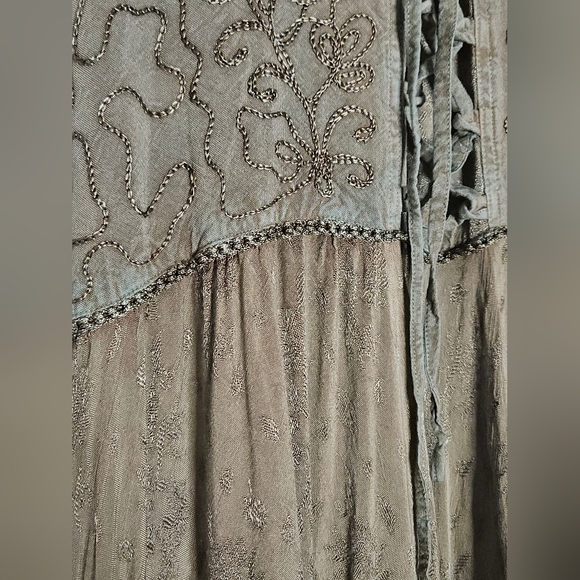 Scully Lace Up Dress Custom Hand Dyed Green And Teal Sz L - Picture 11 of 14